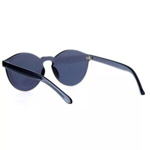 UV400 Rimless Flat Lens Sunglasses One Thick Translucent Round Lens Frame